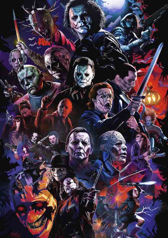 Collage of iconic horror movie characters