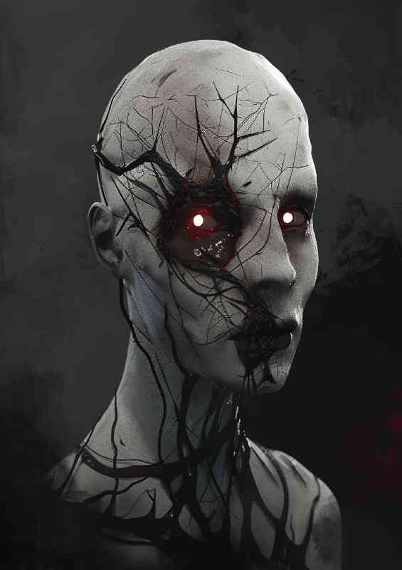 Eerie pale ghost with glowing eyes | Metal Poster