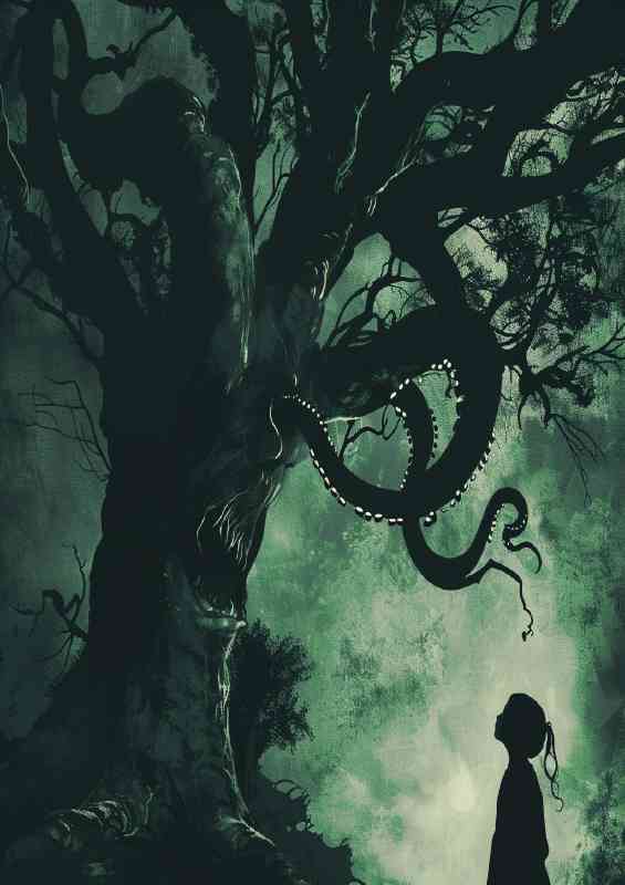 Girl looking at the tentical tree
