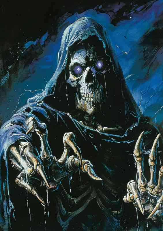 Horror grim reaper with glowin eyes
