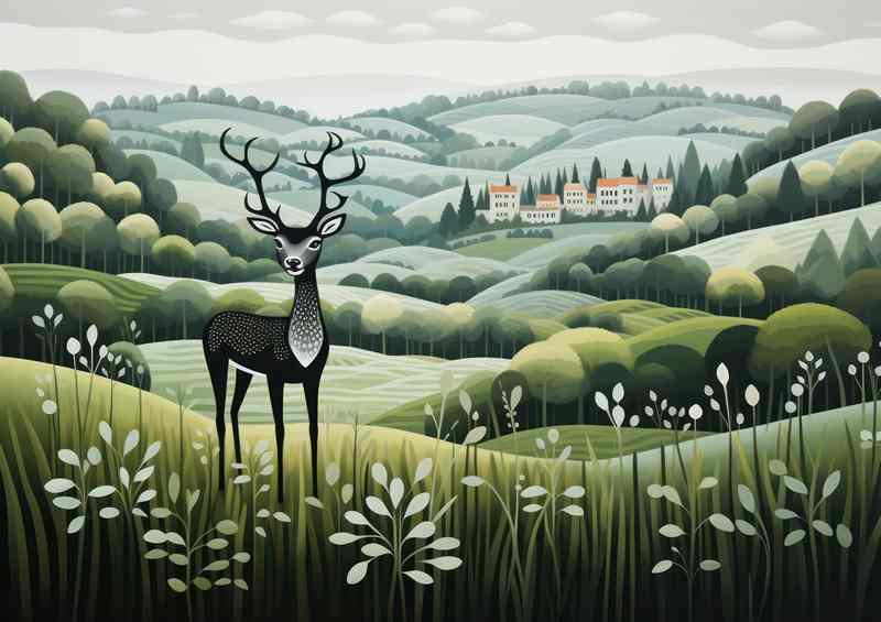 Whimsical deer In Countryside
