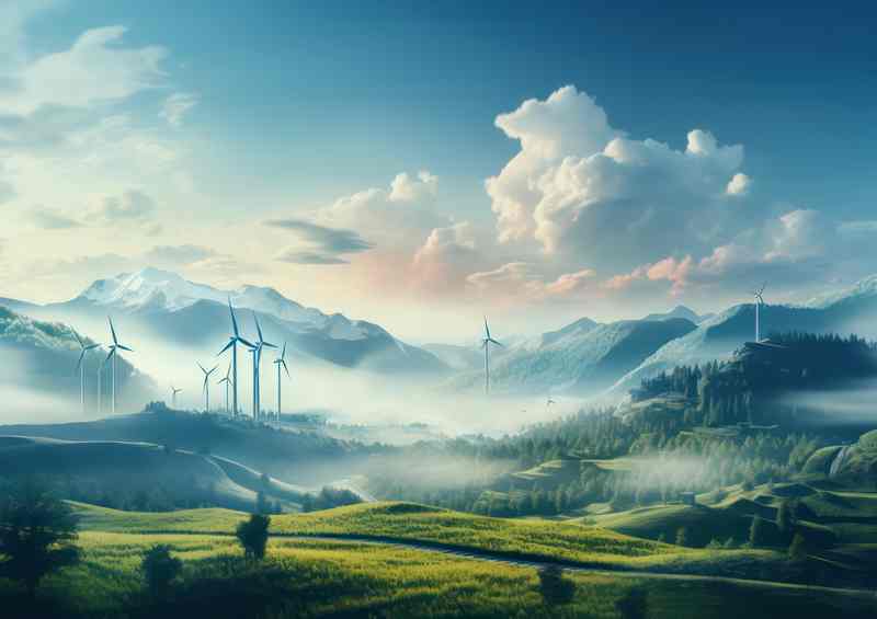 Wind Turbines And Fields In The Countryside