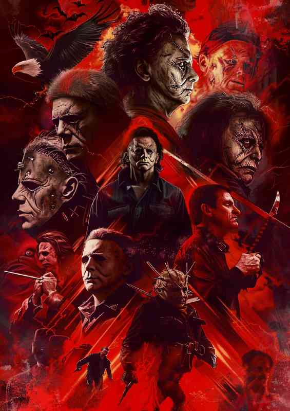 Michael jason and freddy movie characters horror | Metal Poster