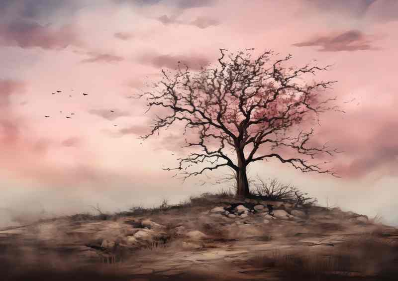 A solitary Tree with no leaves in the autumn time