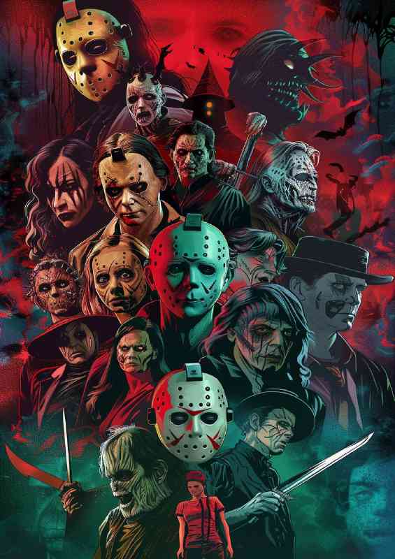 Movie poster all the baddies in one place collage