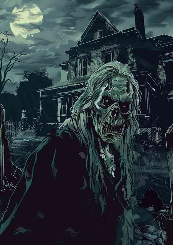 Scary zombie the house on the hill