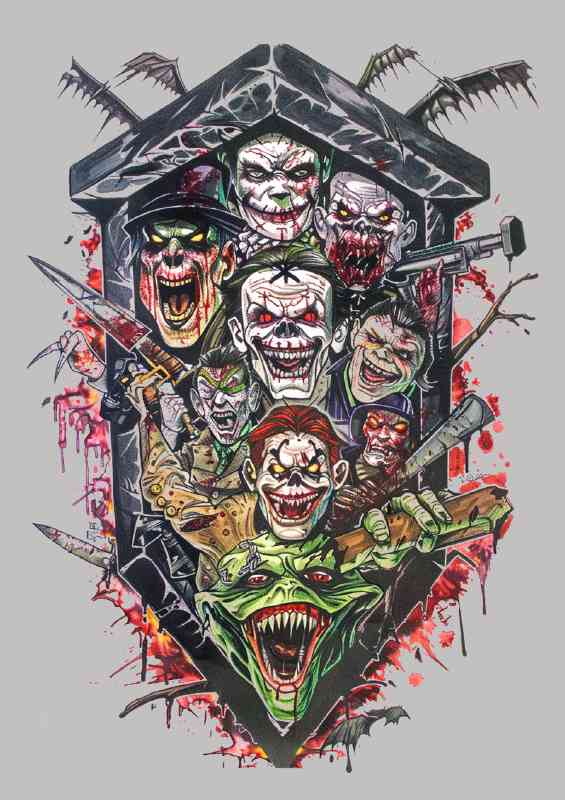 Various horror movie characters movie poster