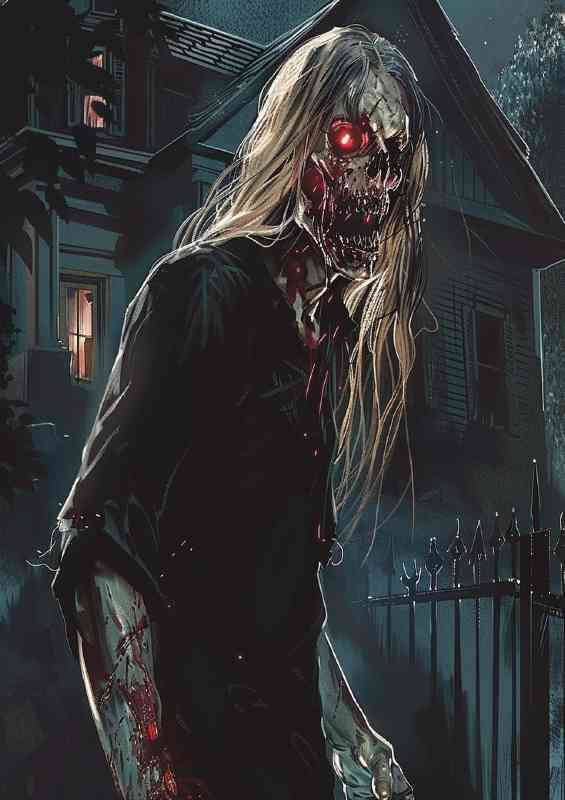 Zombie with red eyes horror