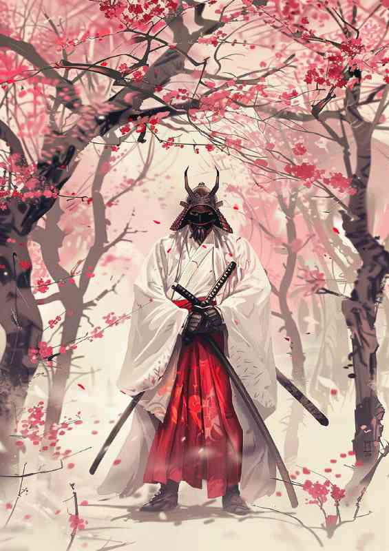 Japanese anime style drawing of an ancient Samurai