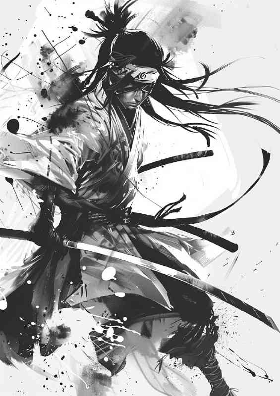 Japanese style Samurai with an Uchiha headband
