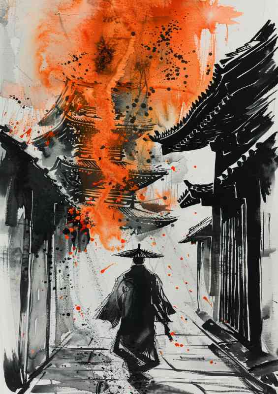 black_and_white_ink_painting_depicts_an_ancient_Jap_7101e970-7407-4f46-a5fa-7aa6862a7f87