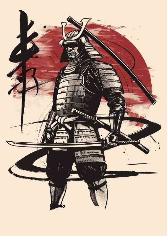 black_and_white_samurai_poster_design_with_brush_st_75dc2414-d72b-415e-999e-84e9bc764497 | Metal Poster