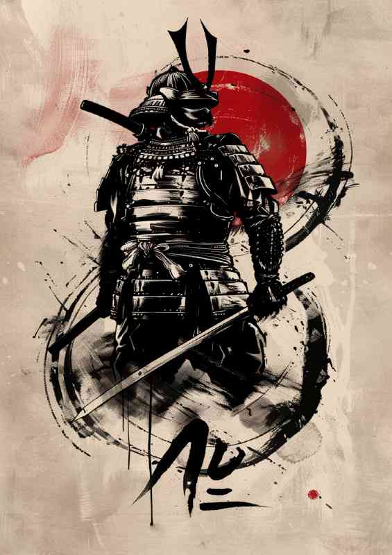 black_and_white_samurai_poster_design_with_brush_st_95e35a98-e52b-458b-9d91-8d438b6c5324 | Metal Poster