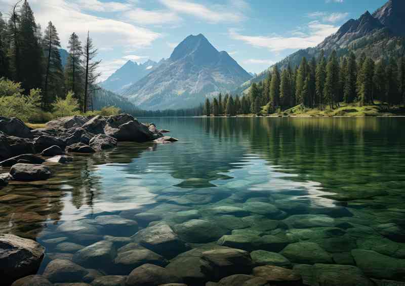 Mountain and Lake Landscape Art