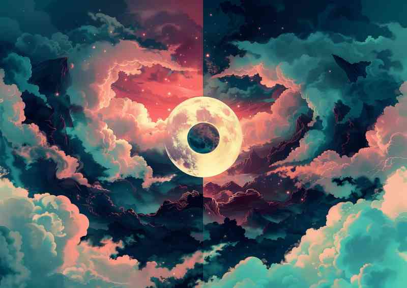 Yin yang symbol clouds combined