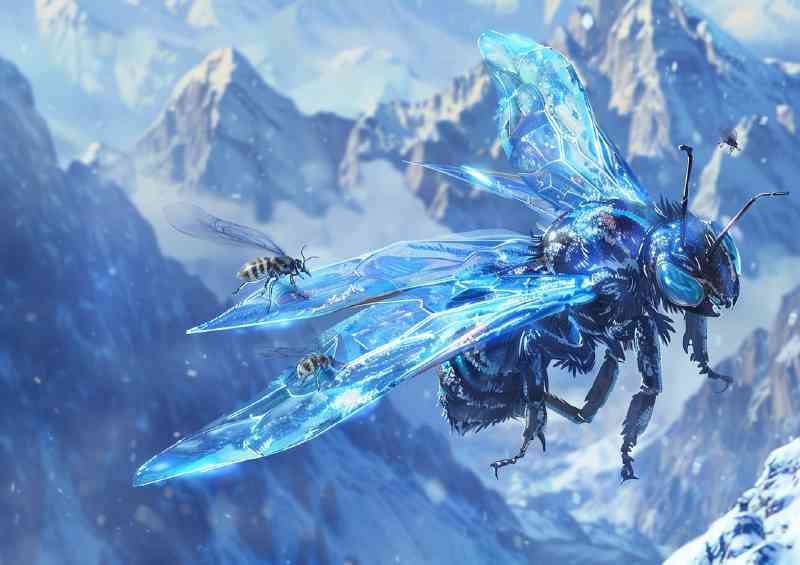 Ice and snow world there is an icy blue bees