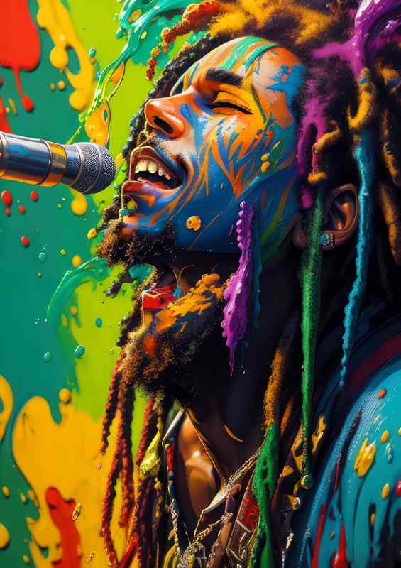 Bob marley singing with his mic