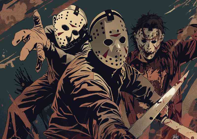 Comic illustration of the famous horror movie