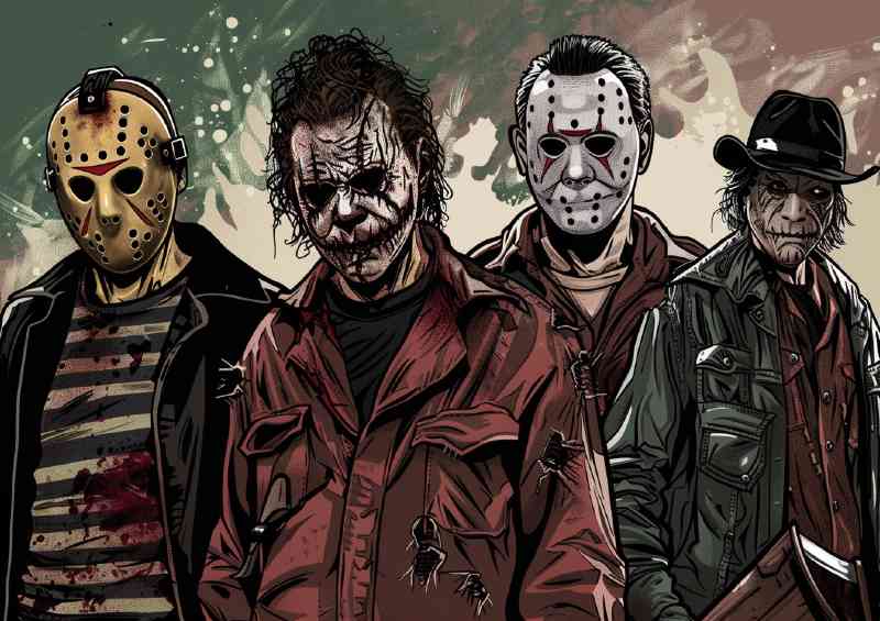 Comic style horror movie villans