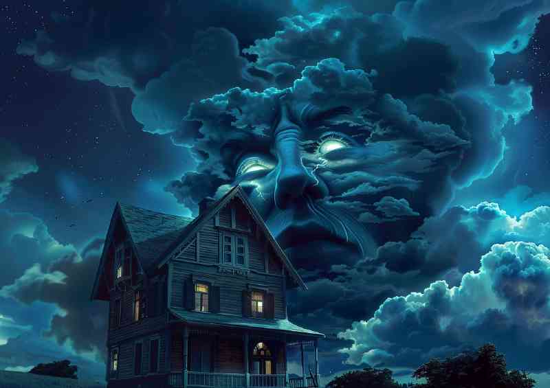 House with an evil ghost face movie