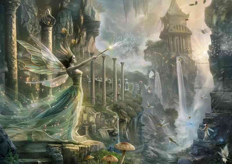 Beautiful elven fairy queen wearing an iridescent
