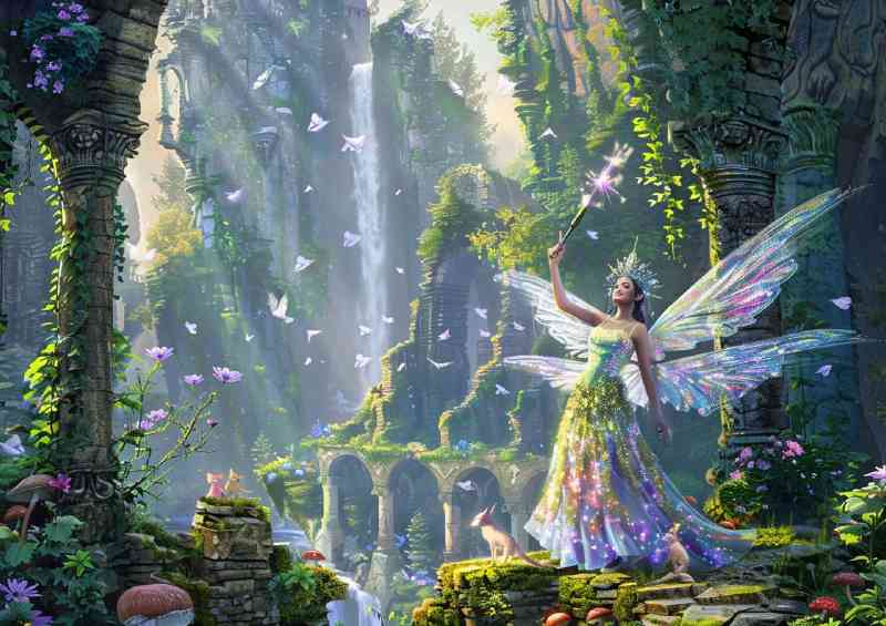 Beautiful fairy queen in an iridescent dress