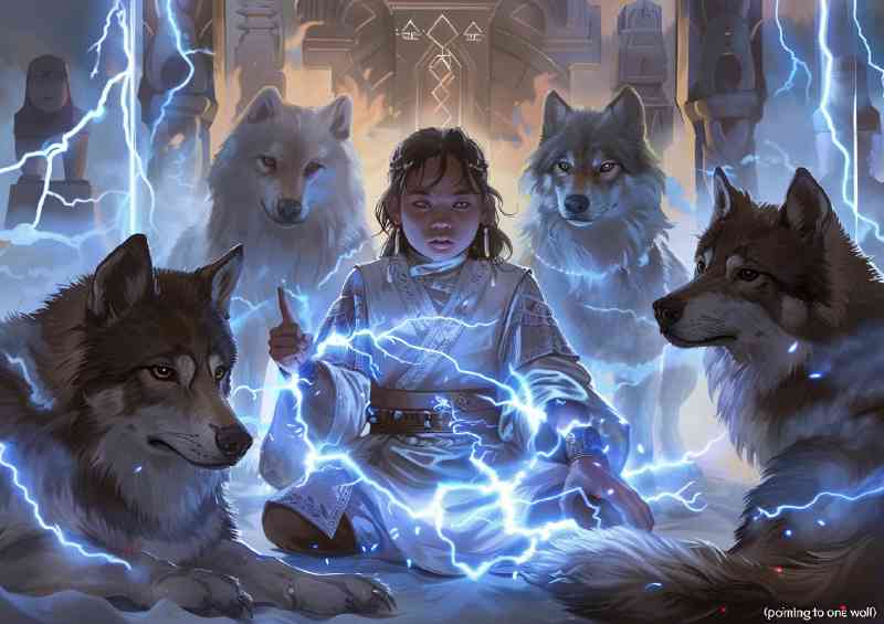 Wolf pack and the young girl