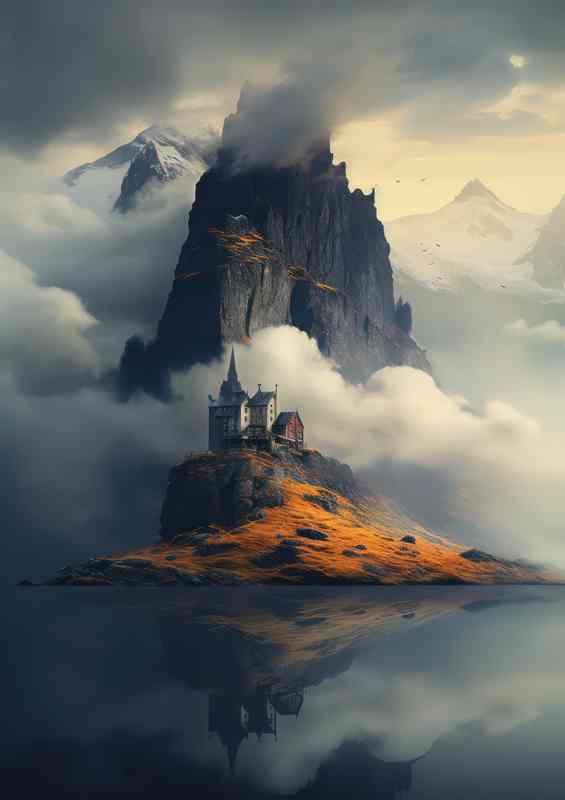 An Old Mountain In Iceland Surrounded By Mist