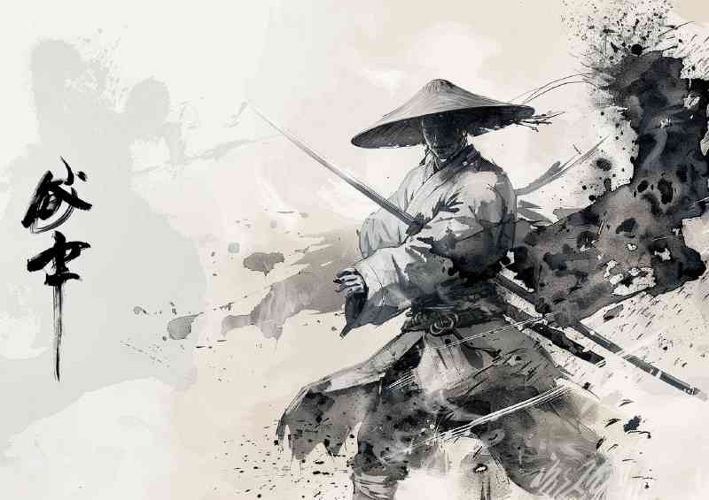 Ink Style Samurai warrior art