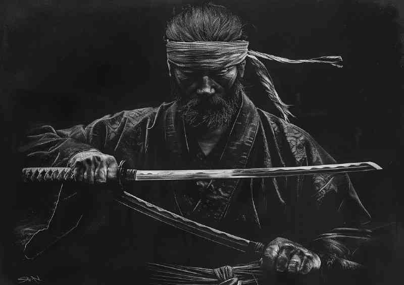 Samurai holding his katanas in both hands poster art