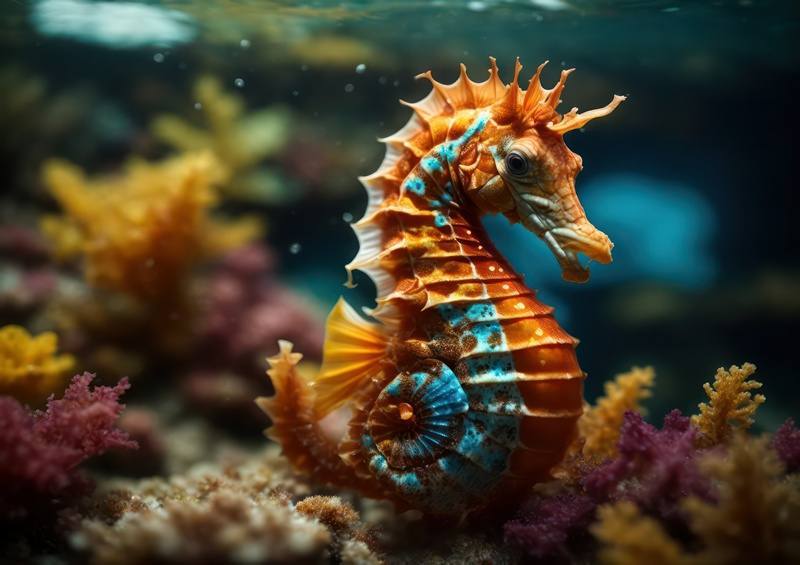 Colourful Seahorse underwater in the ocean