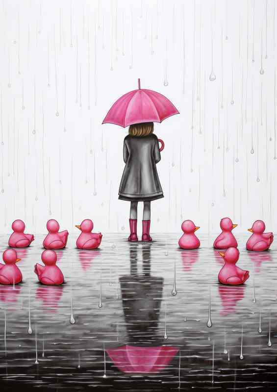 Gril Wearing Pink Boots Holding Pink Umberella