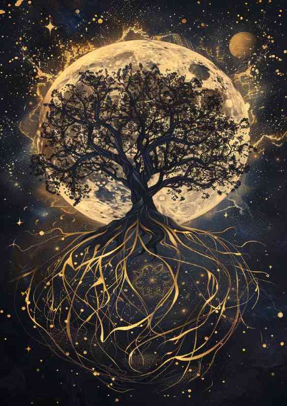 Tree of life with roots and branches