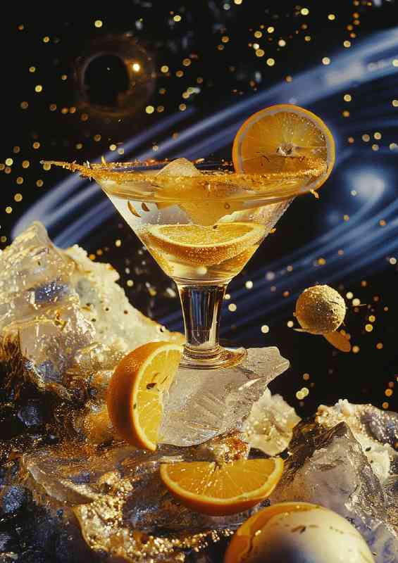 Galaxy cocktail made with oranges