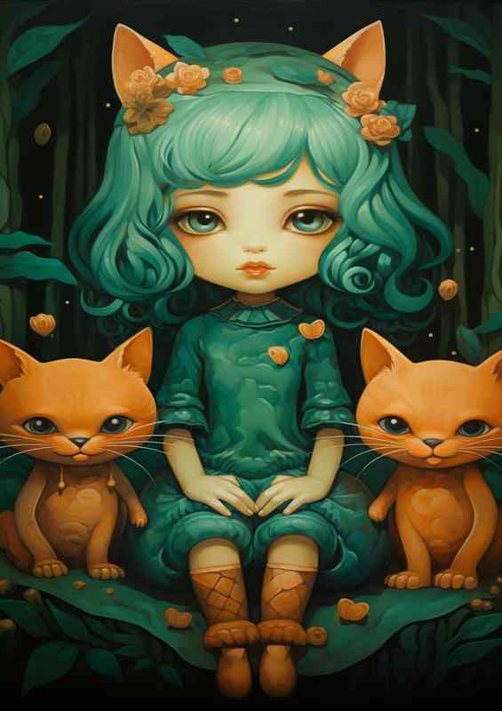 Little girl with two bears