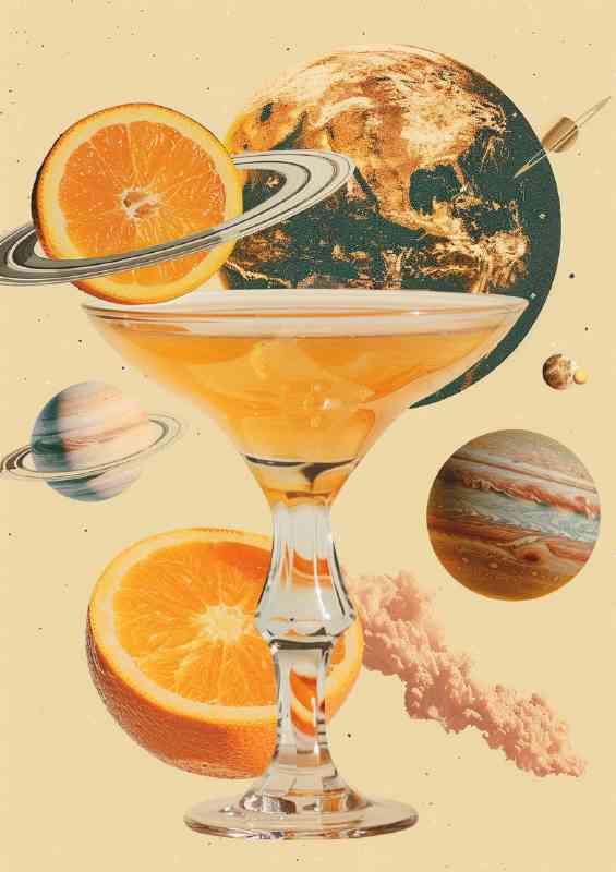 Planets cocktail slice of orange | Metal Poster