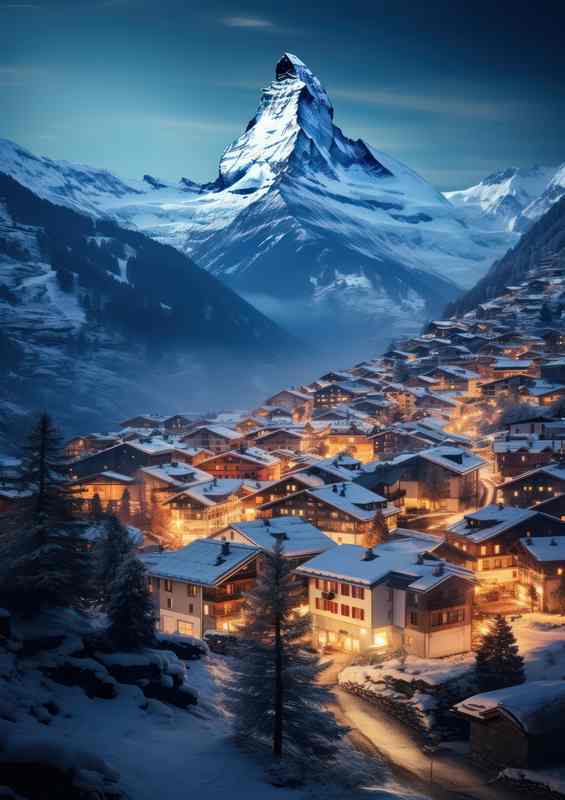 Illuminating The Matterhorn mountain mist