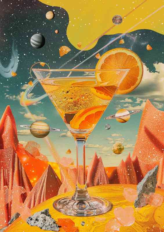 Universe and oranges cocktails | Metal Poster