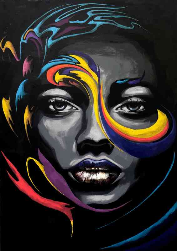 Abstract colours on a womans face