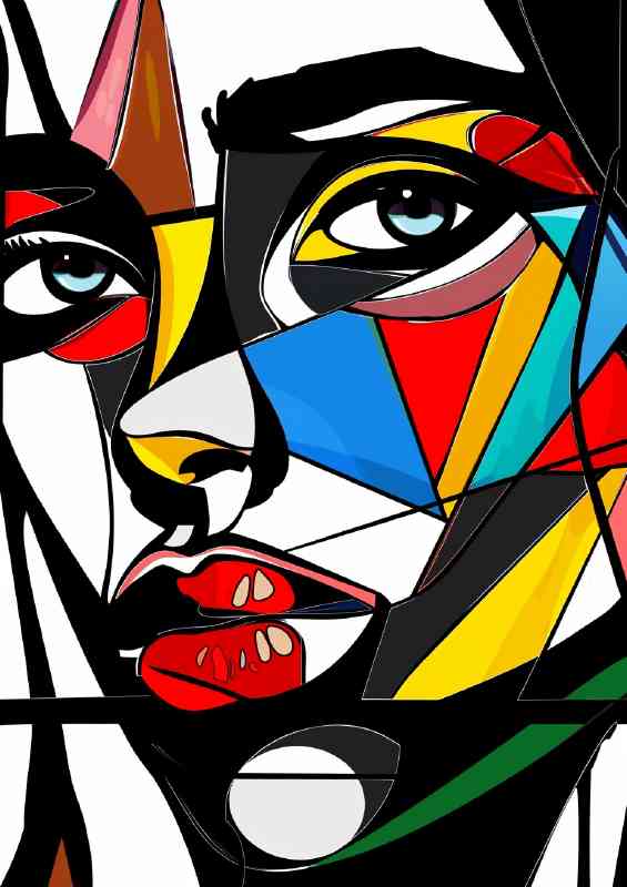 Abstract pop art face red lips