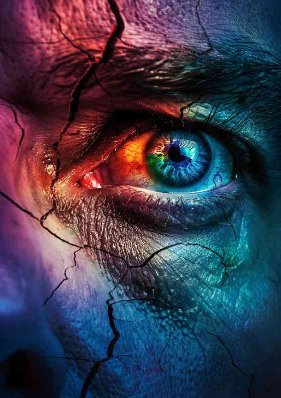 Colourful mans radiant face