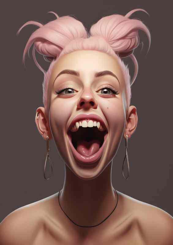 Caricature of Billie ellish pink hair