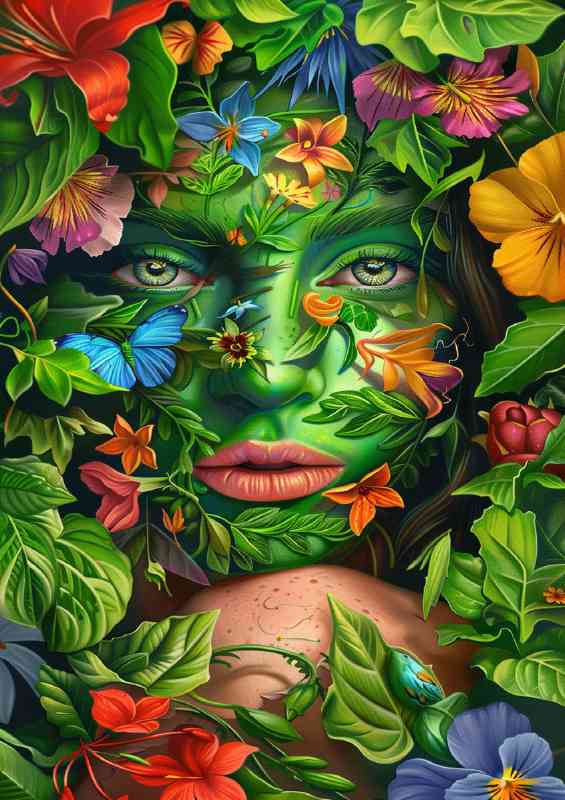 Girl with plants flowers and greenary