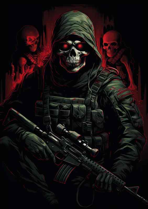 A Foot soilder skull face haunted by gaming