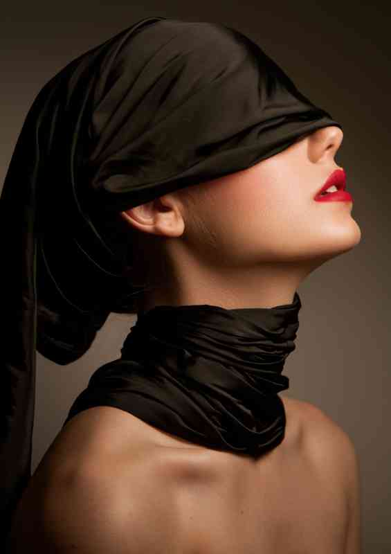 Lady with her eyes covered