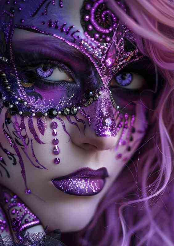 Woman fantasy in purple mask