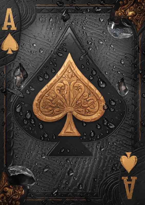 A luxurious black playing card the Ace | Metal Poster