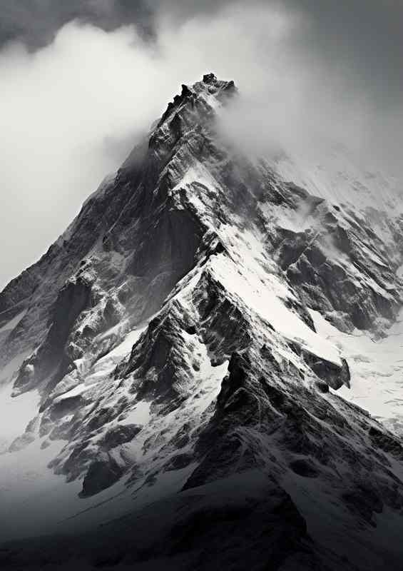 Mountain Ridge Topped Off With Snow