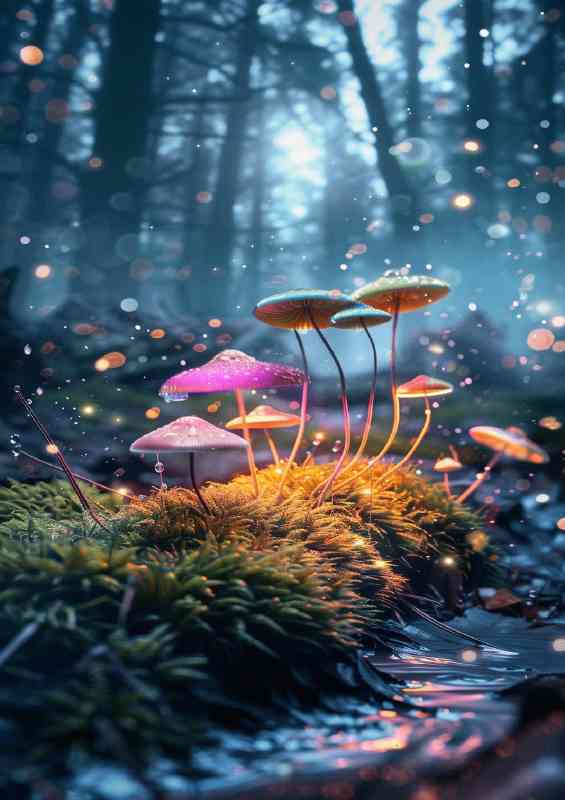 Glowing magic mushroom path