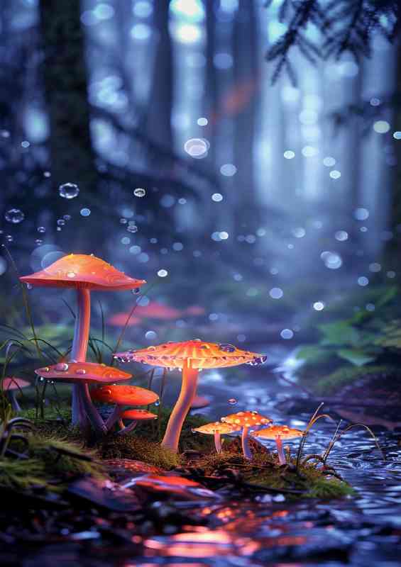 Glowing night mushrooms